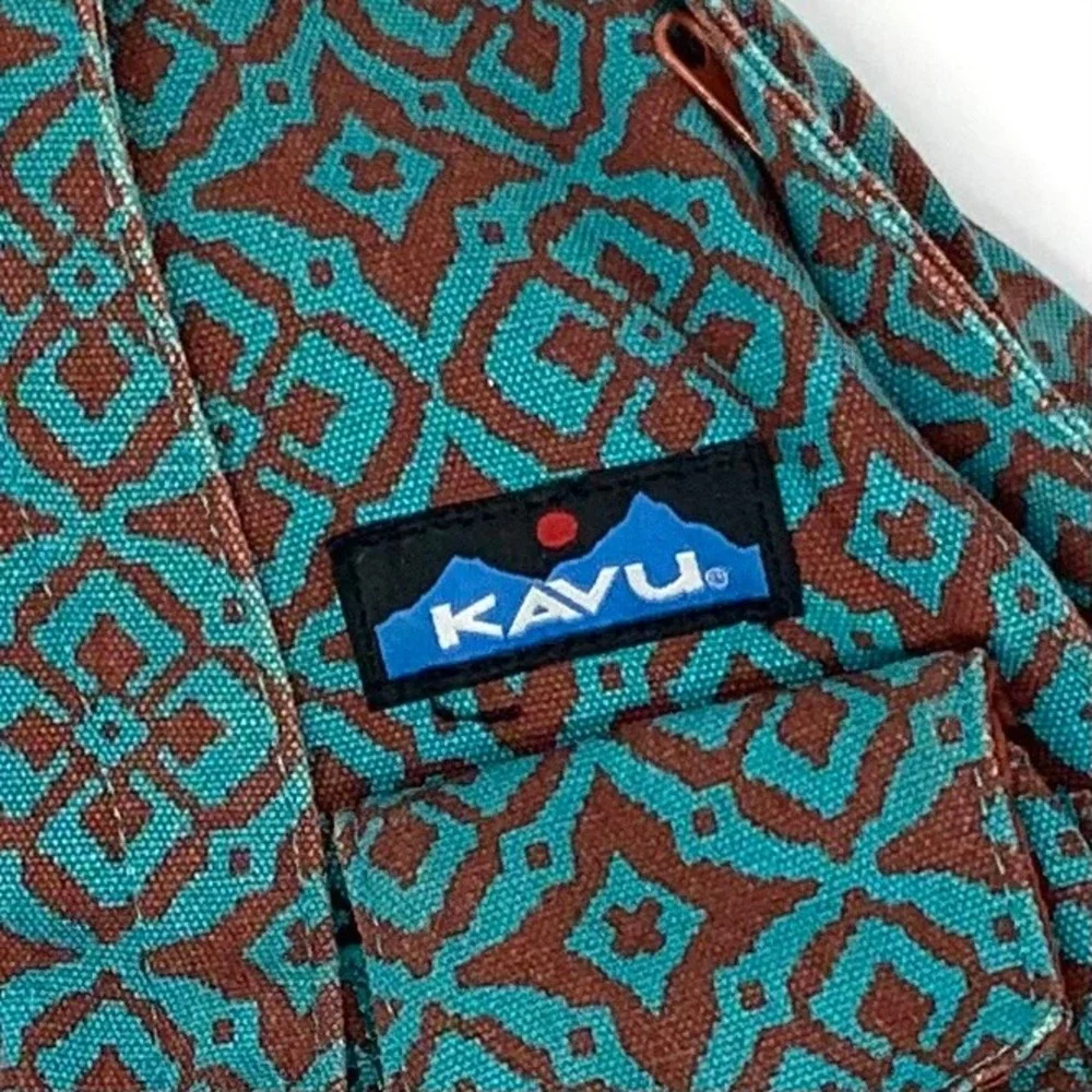KAVU Rope Sling Bag Crossbody Desert Mosaic Brown Teal Hiking Camping NICE